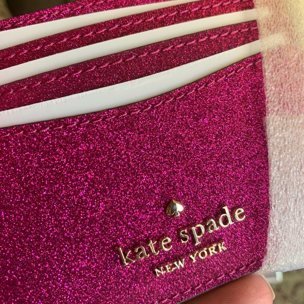 Authentic Kate spade glitter card case in gift box - Picture 6 of 9